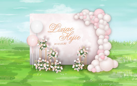 裸粉色户外婚礼迎宾区