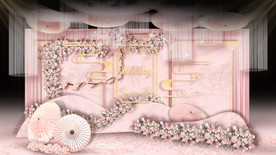 粉色新中式婚礼留影区