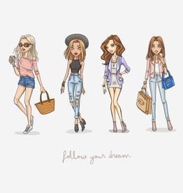 矢量卡通欧美女孩人物插画设计