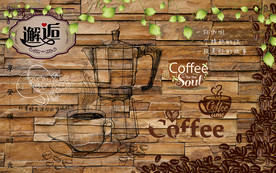 个性砖墙邂逅咖啡工装背景墙