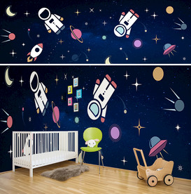 宇宙太空星空儿童背景墙