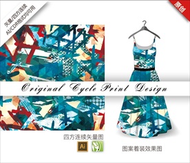 原创手绘抽象涂鸦撞色循环图案