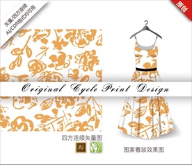 原创手绘抽象线条蜡笔循环图案