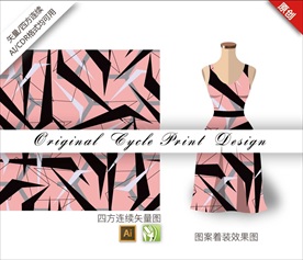 原创手绘抽象几何体线条循环图案