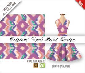 原创手绘涂鸦色块抽象循环图案