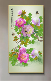 原创玄关牡丹花开富贵装饰画壁画