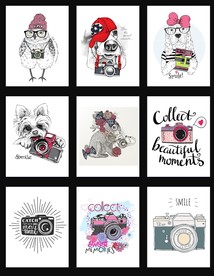 卡通动物杂志海报背景插画