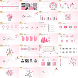 通用粉色可爱杂志风ppt下载