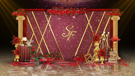 红金色婚礼迎宾区