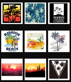 热带花卉沙滩杂志服饰印花图案