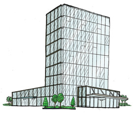 纯手绘创意公租房楼房居民房大厦