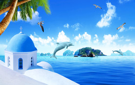 唯美爱琴海电视背景墙