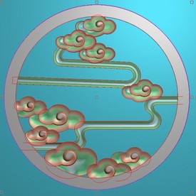 圆形镂空祥云窗花背板精雕图浮雕