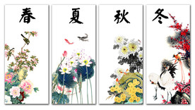 四条屏 春夏秋冬