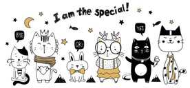 北欧简约手绘线条动物壁画背景墙