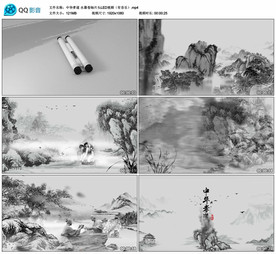 中华孝道 水墨卷轴片头视频素材