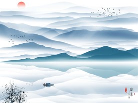 新中式水墨山水画