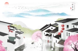 新中式水墨江南装饰画无框画