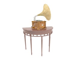 留声机边几桌模型