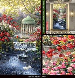 欧式花园庭院风景油画