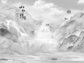 山水情石纹背景通道不分色不分层