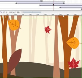 秋天枯黄落叶扁平场景10秒动画