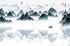 中式水墨山水风景画无框画装饰画