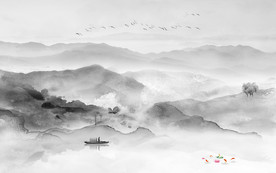 中式山水画分层