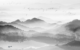 中式 山水 背景墙TIF分层