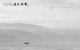 宁静写意山水画 TIF分层