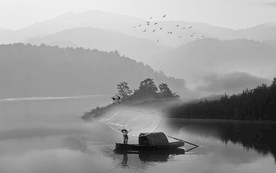 中式 意境山水画 TIF合层画