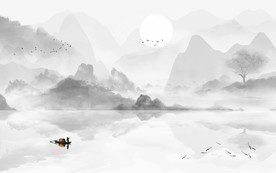 中式 高档山水画 TIF分层画