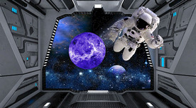 太空星球宇航员背景墙