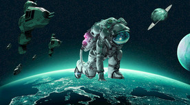 卫星星球宇航员背景墙