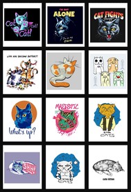 卡通趣味猫咪小猫杂志插画印花