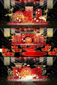 古典红色大气婚礼效果图