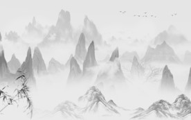 创意灰色意境山水 TIF分层