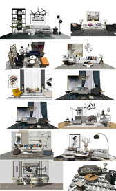 现代客厅软装模型