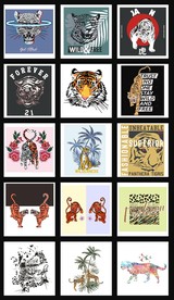 卡通动漫老虎老虎头矢量印花图案