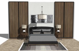 现代简约床SU模型