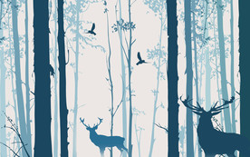 丛林麋鹿手绘电视背景墙