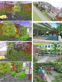 会所花园景观设计SU