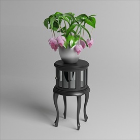 花卉和古典小桌子模型