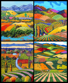 矢量手绘七彩田园