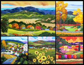 矢量手绘七彩田园