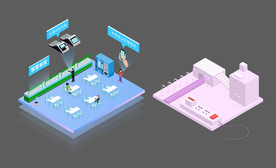 2.5D智慧食堂插画