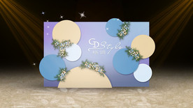 蓝色现代婚礼迎宾区