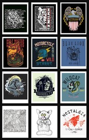 抽象动物头像插画印花图案