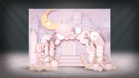 粉紫色宝宝宴迎宾区