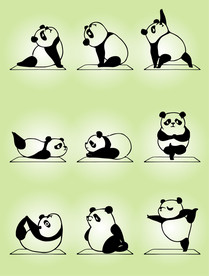 矢量瑜伽熊猫